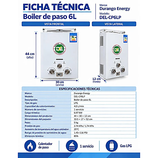 DEL-CP6LP Boilers de Paso 6L
