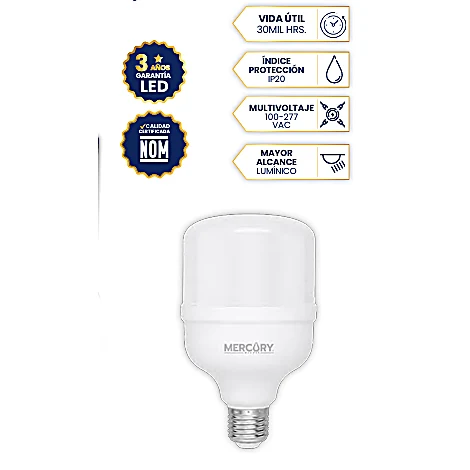 LÁMPARA LED ALTA POTENCIA 20W E27 6500K