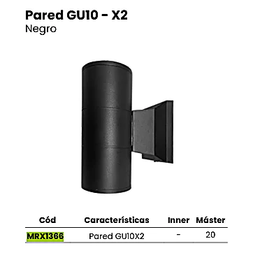 LUMINARIO LED ARBOTANTE GU10 X2 CILINDRO NEGRO