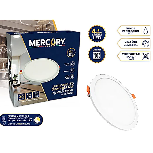 LUMINARIO LED DOWNLIGHT AJUSTABLE 15W CCT BLANCO