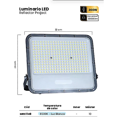 LUMINARIO LED REFLECTOR PROMAX PROJECT 200W 6500K