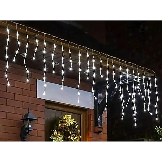 300L Serie cascada LED blanca 6m cable trans Mundo Lúcido