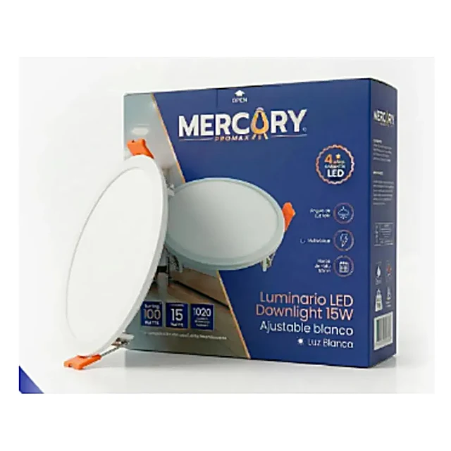 Pack de 5 luminarios LED downlight ajustable 15w blanco