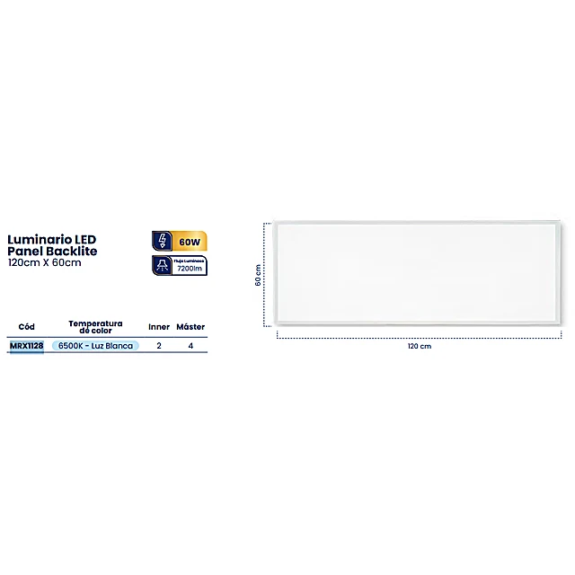 LUMINARIO LED PANEL 60X120 60W 6500K
