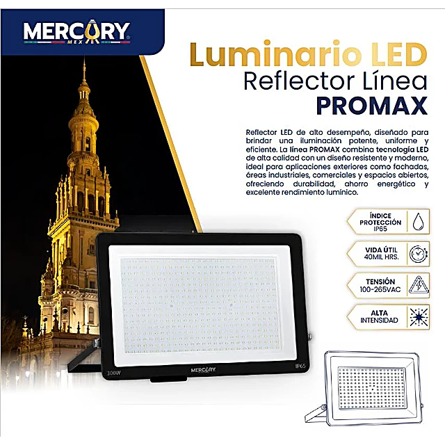 Luminario LED Reflector Promax 300W – Luz Fría 6500K
