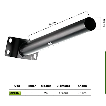 BRAZO 36CM X Ø48MM PARA LUMINARIA LED SOLAR EXTERIOR