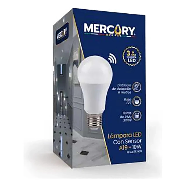Bombilla Led Con Sensor A19 10w Luz Blanco Frio