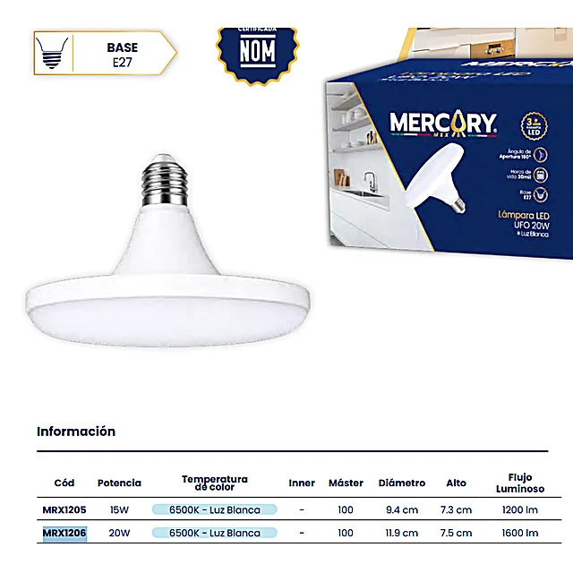 LÁMPARA LED UFO 20W E27 6500K