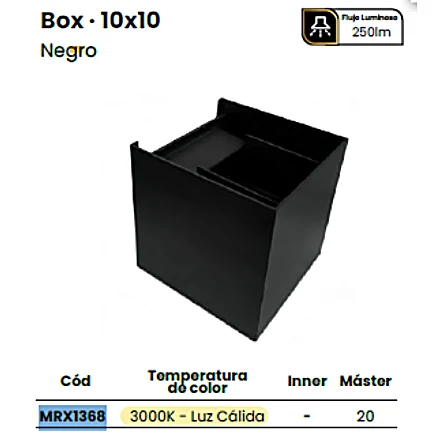 LUMINARIO LED APLIQUE ORNAMENTAL BOX 10X10 6W BLANCO/3000K