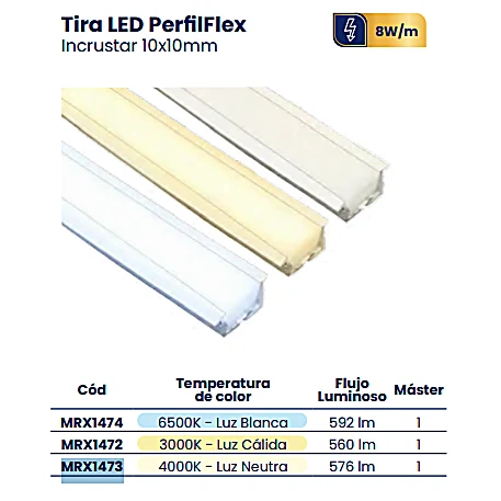 Tira Led Perfiflex Incrustar 10×10 4000K