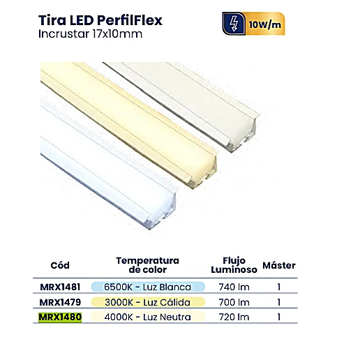 Tira LED PerfilFlex Incrustar 17x10mm