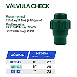 Válvula Check Anti Retorno De 3/4 Pulgada De PPR