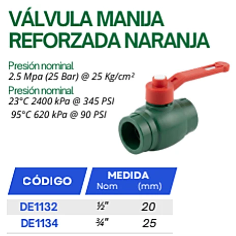 Válvula De Esfera Bola Con Maneral 3/4 Pulgada PPR Termofusión